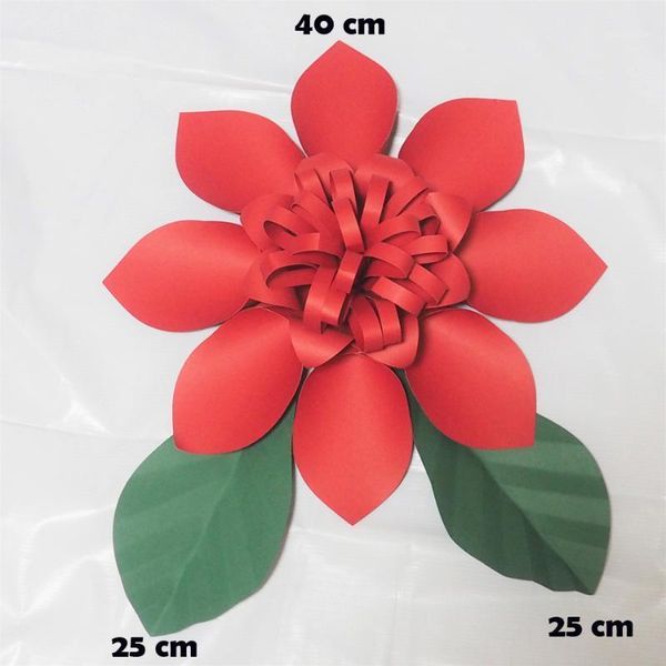 

40cm cardstock rose diy easy paper flowers + 2pcs 25cm leaves for baby nursery wall flower decor shower birthday video tutorials1