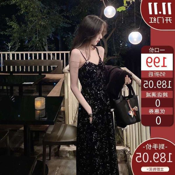 

celebrity temperament velvet suspender dress janvini for women 2020 new style underlay slim fitting little black skirt, Black;gray