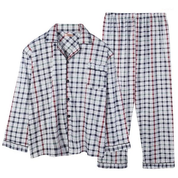 

men's plus size long sleeve turn-down collar sleepwear set soft cotton pajamas nightgown autumn homewear 3xl-5xl1, Black;brown