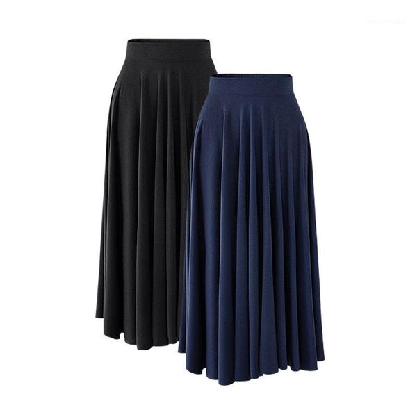 

skirts 2021 summer modal loose large size skirt fat mm long paragraph swing high waist pleated umbrella1, Black