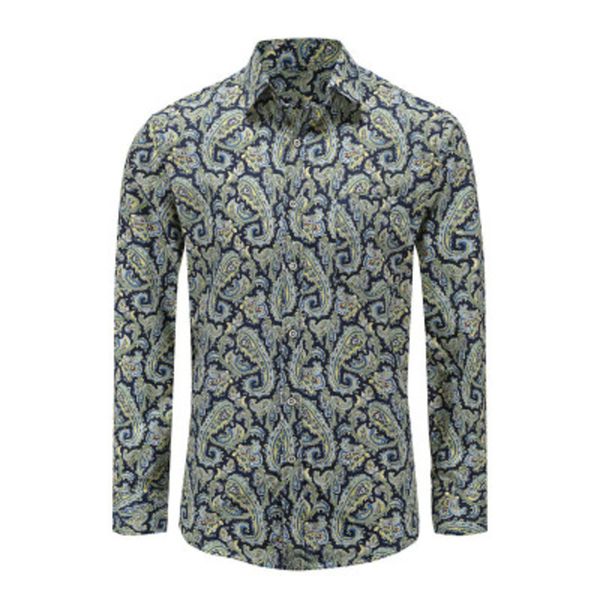 

dioufond men's paisley print floral luxury fashion male shirt casual long sleeve button shirt for men rose printed floral shirts c1222, White;black