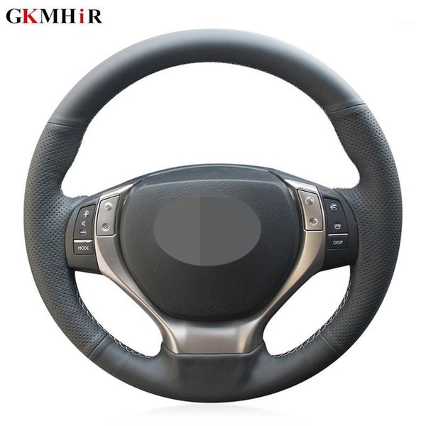 

black artificial leather hand-stitched car steering wheel cover for es250 es300h gs250 gs300h rx270 rx3501