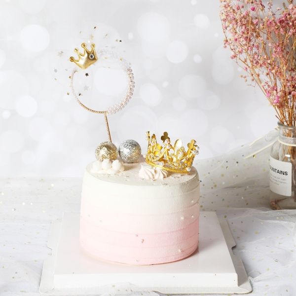 

f8ufz cake baking decoration baked pearl ring iron wrought pearl alaba crown hb party baking decoration plug-in bow