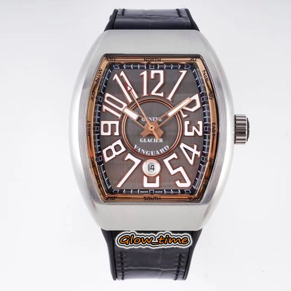 

super abf version vanguard v 45 sc dt eta 2824 28800vph automatic date dial sapphire mens watch silver steel case leather designer watches, Slivery;brown