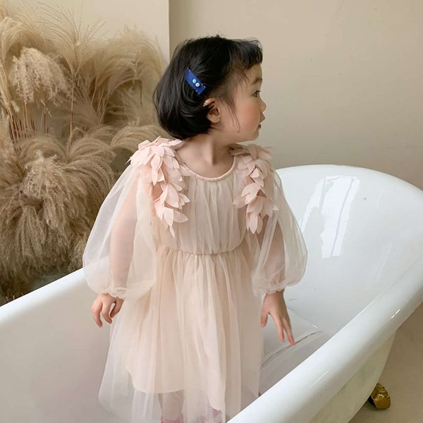 

left prince clothing 2021 spring and summer new korean girl's mh princs skirt children's long sve fairy drs, Red;yellow