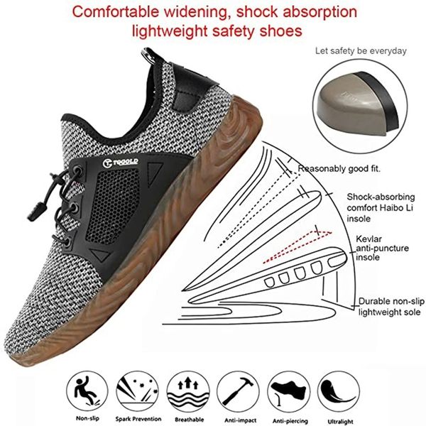 

men's women's safety working ultralight shoes industrial & construction anti-puncture summer breathable steel toes shoes y200915, Black;brown