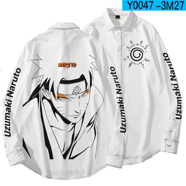 

naruto shirt ninja kakashi printing casual shirts long sleeve blouse y0104, White;black