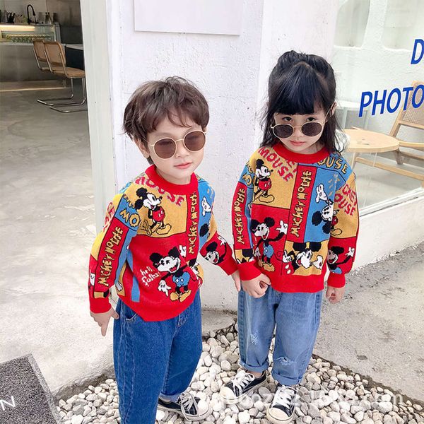 

cartoon children's sweater spring and 2020 autumn knitted pullover new year's wear, Blue