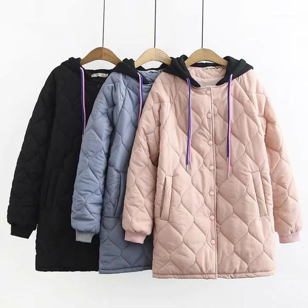 

women's down & parkas loose fat woman100kg can wear outerwear autumn winter women jacket korean 2021 plus size hooded mid-long cotton p, Black
