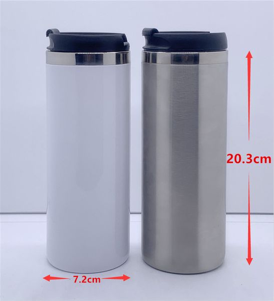 Vendita all'ingrosso! Tumblers di sublimazione dritto da 15oz con coperchi in acciaio inox bottiglie d'acqua in acciaio inox doppia tazze auto isolate tazze da caffè tazze di latte A12