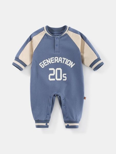 

peninsula baby contrast lettered jumpsuit she, Blue