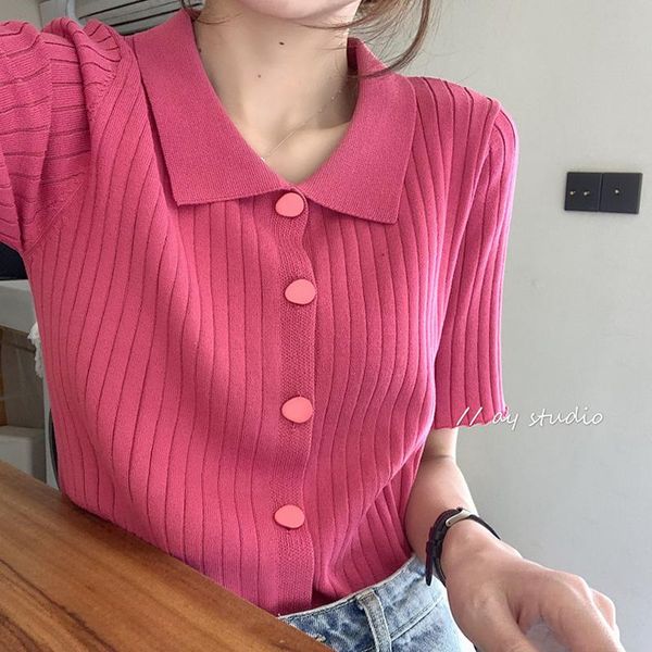 

women's polos korean style 2021 shirts women summer sweet wild cotton ladies blouses and embroidered round neck, White