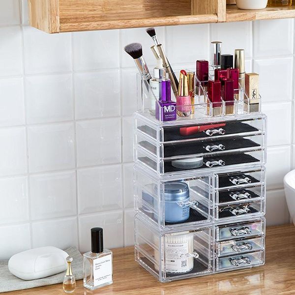 

4 sets of transparent plastic cosmetic shelf 1808211201