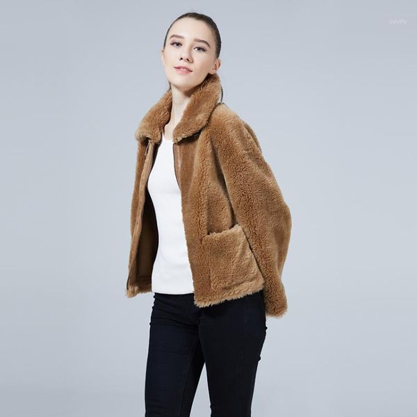 

winter women sheep fur coat warm soft .1, Black