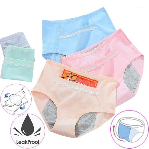 

menstrual period underwear women menstrual panties with lace pocket candy colors physiological leakproof female briefs1, Black;pink