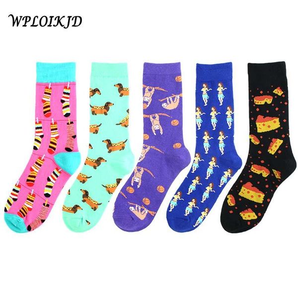

wploikjd] street cute animals смешные носки абстрактного искусства мопс обезьяны носки женщины divertidos unisex счастливый sokken calcetin, Black;white
