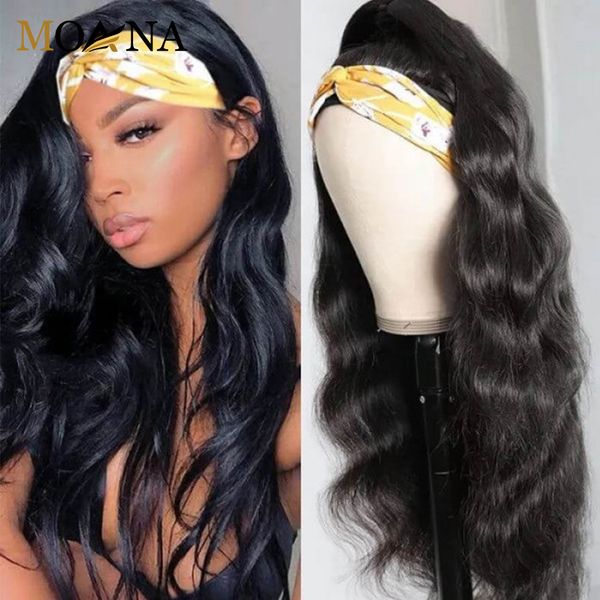 

brizilian headband human hair wig body wave none lace front wigs glueless virgin hair machine made headband wig for black women, Black;brown