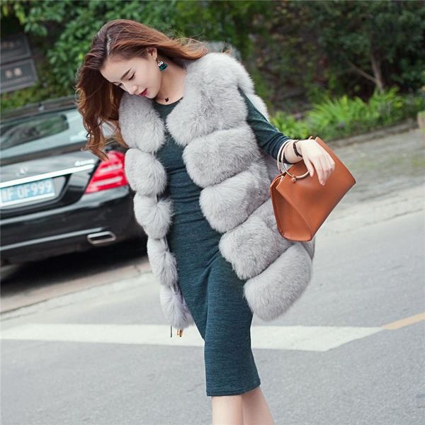 

women's fur & faux real vest natural jacket genuine coat, Black