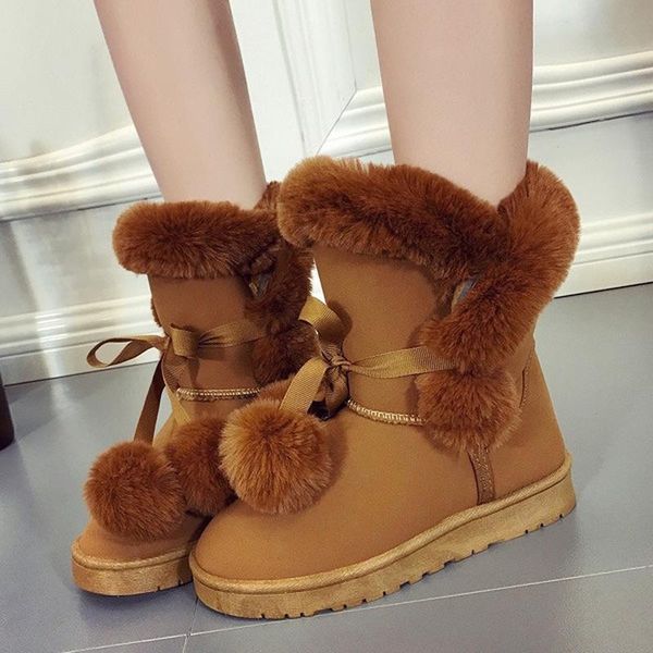 

boots warm winter women snow shoes ankle for female botas mujer invierno, Black