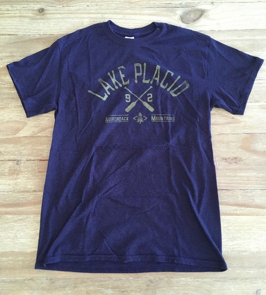 

lake placid adirondack mountains blue vacation souvenir t shirt mens medium sport hooded sweatshirt hoodie