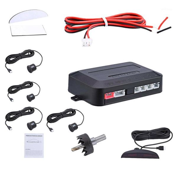 

black car reversing parking sensor 4 probe lcd display audio buzzer alarm kit1