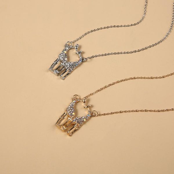 

chokers fashion giraffe animal crystal charm pendant necklaces for women gift vintage gold silver color necklace statement jewelry 2021, Golden;silver