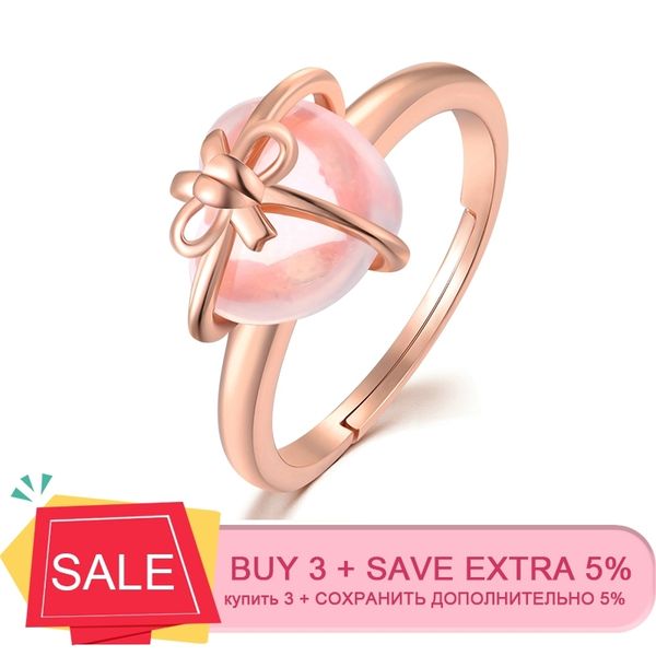 

lamoon 925 sterling silver ring gemstone quartz 18k rose gold fine jewelry heart bowknot wedding band lmri051 y200321, Slivery;golden