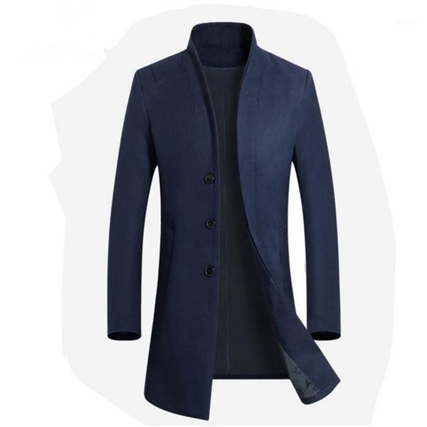 

mens wool blend jackets full winter for male wool overcoat 2xl3xl brand mens x-long jackets & coats single breasted casual coat1, Black