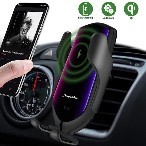 

10w phone holder 360degree rotation auto clamp fast charging wireless car charger mount for iphone huawei samsung smartphone