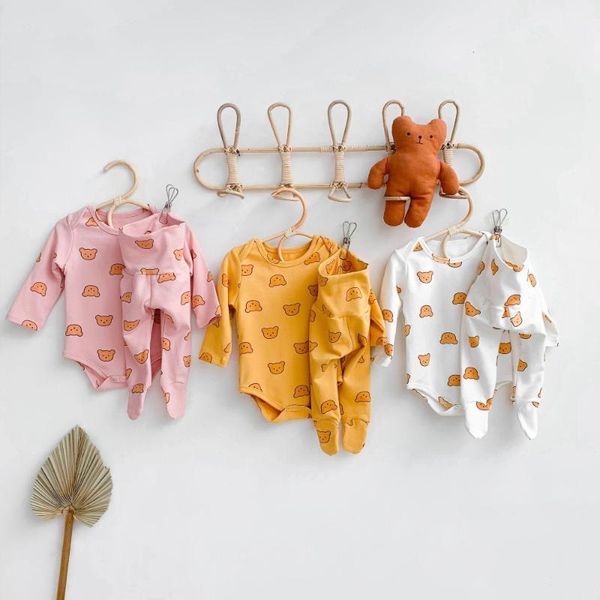 

new 2020 infant baby boys girls cartoon suits autumn winter kids boy girl clothes suit little bear long sleeve suit clothing set, White