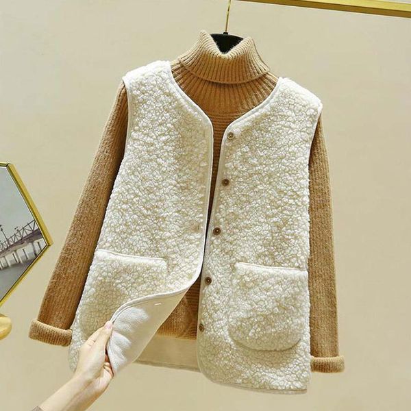 

2020 autumn vest women waistcoat winter thermal warm thick fleece vests for women sleeveless jacket ladies white, Black;white