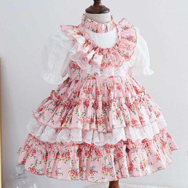 

girl's dresses summer lolita spanish princess dress floral print sleeveless ball gown vintage birthday easter party for girl1, Red;yellow