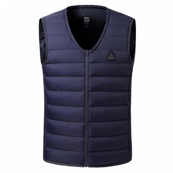 

5v electric heated vest lightweight nylon smart heating v-neck vest 5 tablets 3 temperature levels warm heating cloth1, Gray;blue