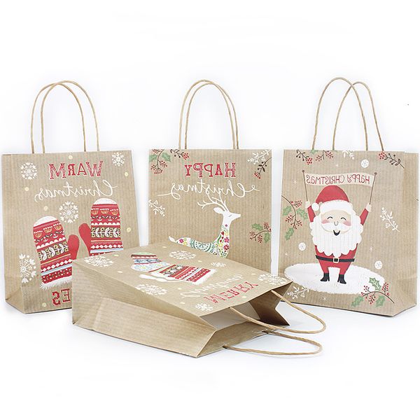 

gift kraft paper creative bronzing cute cartoon christmas packaging tote bag dhl 885