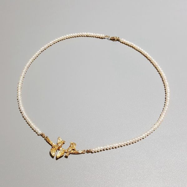Lii ji ji пресноводное жемчужное ожерелье птицы и листья стерлингового серебра 925 стерлингового серебра 18 тыс.