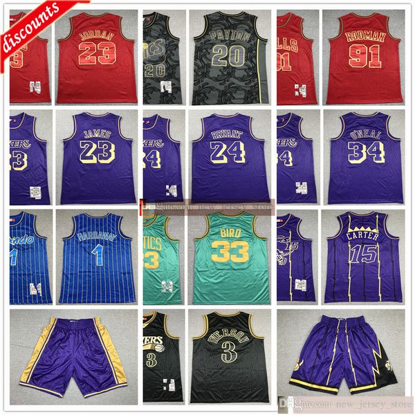 

retro rat year cny swingman bird rodman 34 oneal 23 james hardaway 1 mcgrady 3 iverson 15 carter 20 payton jerseys stitched, Black;red