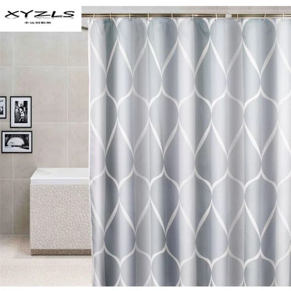 Xyzls cinza cortina de chuveiro à prova d 'água banheiro cortina de poliéster telas de banho com ganchos casa casa de banho y200108