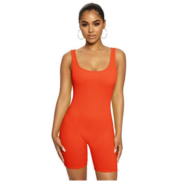 

women skinny rompers fashion trend solid color sleeveless jumpsuits designer female summer new elasticity high waist shorts rompers, Black;white