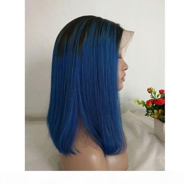 

ombre lace front wig human hair bob wig 130% 150% 180% density swiss lace hair wigs, Black;brown