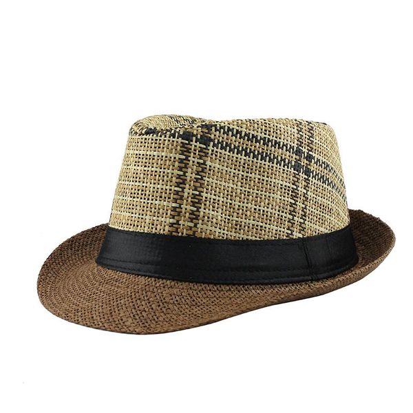 

flb] 2018 fashion summer beach hat large brim jazz sun hat casual panama hat straw women men cap with black wmtpwb yyysports, Black;white