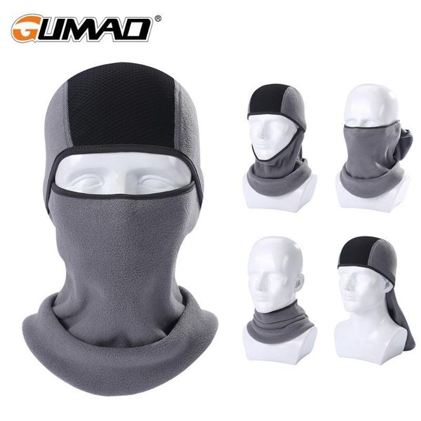 

winter thermal fleece scarf balaclava tactical snowboard ski full face mask warmer cycling neck cover hat hiking masks men women, Black