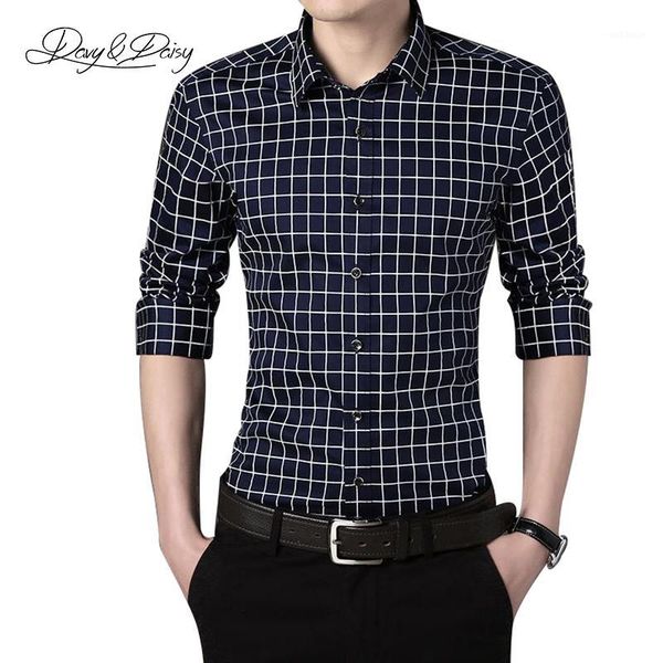 

2016 men dress shirt spring fashion long sleeved casual brand designer male plaid shirt work 5 colors -5xl ds-0371, White;black