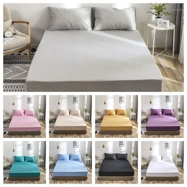 

bedding sets 2/3pcs sheet set solid waterproof soft bed fitted pillowcase twin full  king1