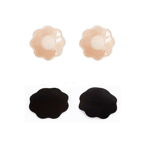 

women's g-strings 2 pairs/lots silicone stickers invisible bra self-adhesive breathable round breast tape wedding dress underwear women, Black;white
