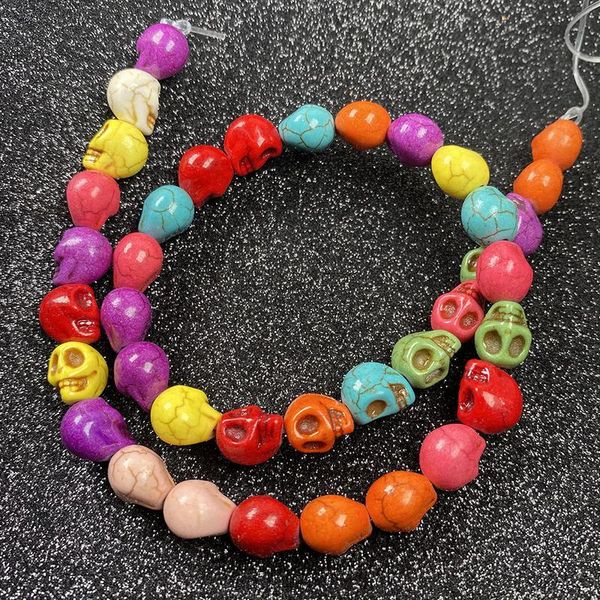 

skull shaped natural stone beads mixing turquoises bracelet necklace jewelry for diy jewelry birthday gift size 6x8mm 8x10mm wmtolv, Bronze;silver