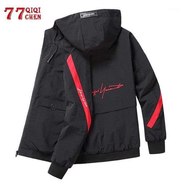 

casual hooded jacket men's thin windproof harajuku zipper bomber men's jacket 2020 spring autumn streetwear slim fit coat male1, Black;brown