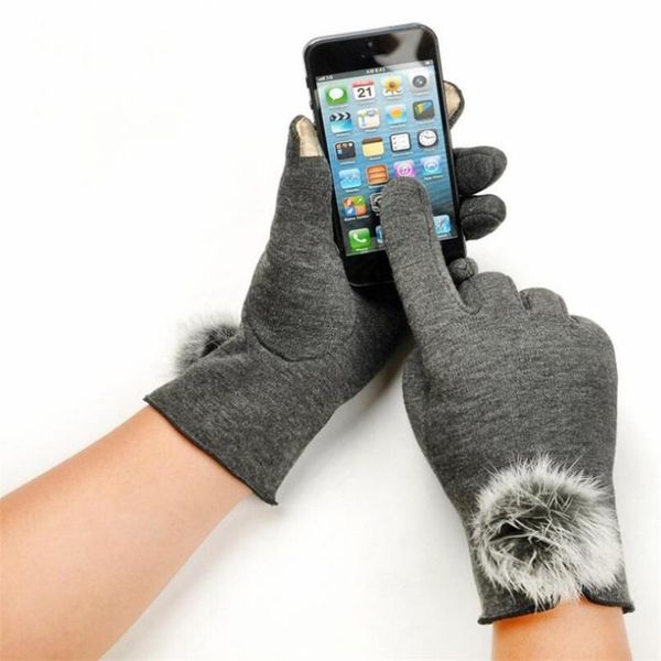 

five fingers gloves chsdcsi touched screen mittens ladies winter women wool thick warm outdoor soft elegant, Blue;gray