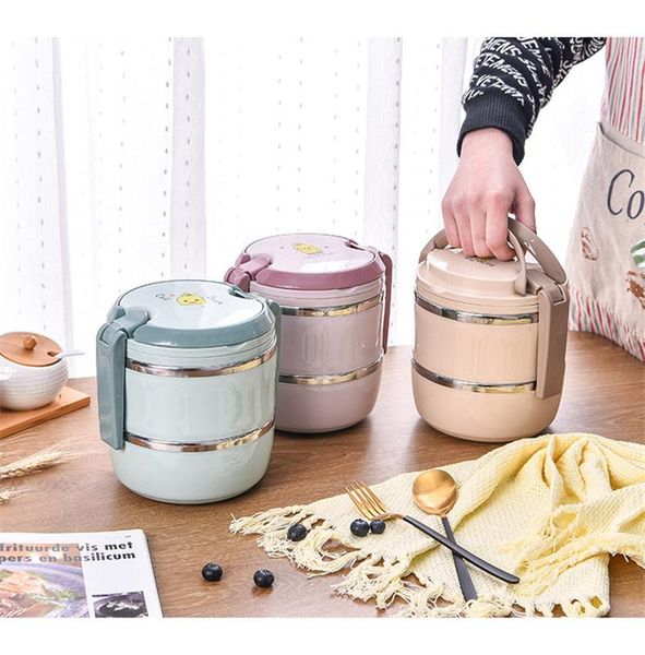 

3 layers 304 stainless steel plastic food container cute picnic bento box thermal lunch box for kids school children present qylzkh mywjqq