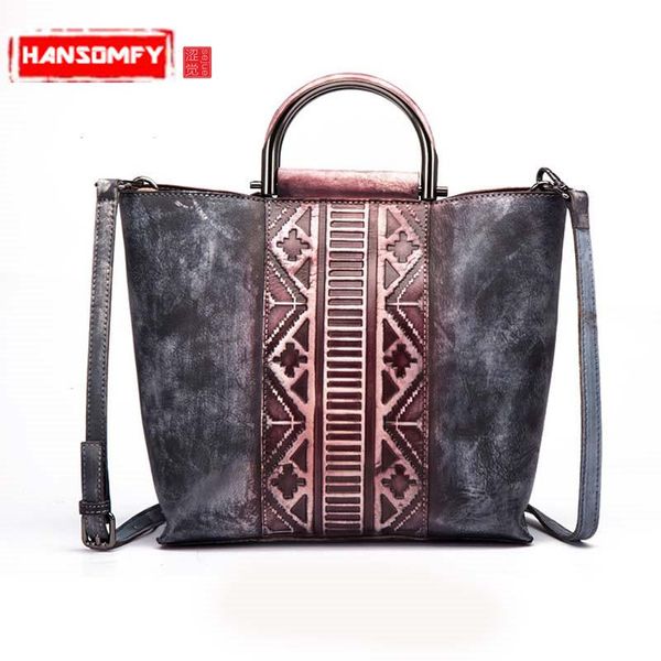 

women handbags retro style ladies female shoulder bag personalized hand-colored messenger bag trend the first layer of leather