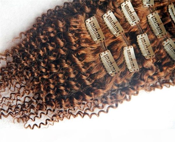 

14-32 inchs 6a unprocessed hair extensions afro kinky curly clip in human hair double weft 120g 8 pieces clip in hair brazilian, Black;brown